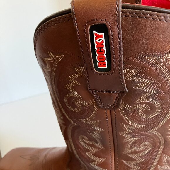 Rocky Original Pull On Mens Size 8 Brown Western Cowboy Work Boot Water Proof. - Picture 10 of 11